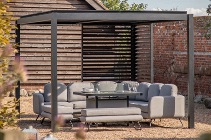 Gallery Direct Messina Black Pergola Louvre Screen 218x123cm Gallery Direct Messina Black Pergola Louvre Screen 218x123cm