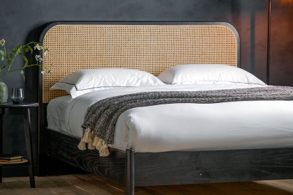 Gallery Direct Skylar Rattan Bedframe in Black Oak Finish Gallery Direct Skylar Rattan Bedframe in Black Oak Finish