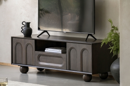 Gallery Direct Arc Walnut Mango Wood Media TV Unit Gallery Direct Arc Walnut Mango Wood Media TV Unit
