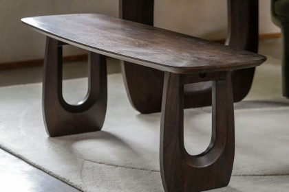 Gallery Direct Arc Walnut Mango Wood 120cm Dining Bench Gallery Direct Arc Walnut Mango Wood 120cm Dining Bench