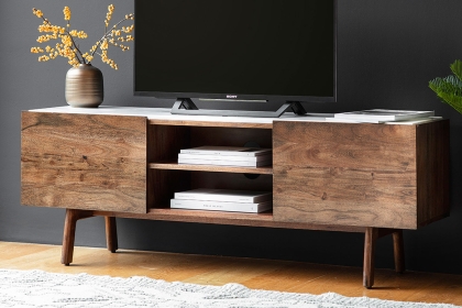 Gallery Direct Barcelona Dark Wood Media TV Unit with Marble Top Gallery Direct Barcelona Dark Wood Media TV Unit with Marble Top