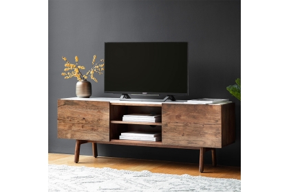 Gallery Direct Barcelona Dark Wood Media TV Unit with Marble Top Gallery Direct Barcelona Dark Wood Media TV Unit with Marble Top