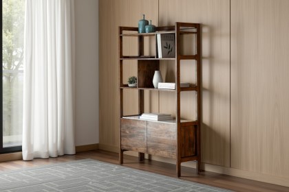 Gallery Direct Barcelona Dark Wood Display Unit with Marble Insert Gallery Direct Barcelona Dark Wood Display Unit with Marble Insert