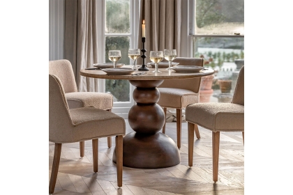 Gallery Direct Sculpt Mango Wood Round Dining Table with Travertine Top Gallery Direct Sculpt Mango Wood Round Dining Table with Travertine Top