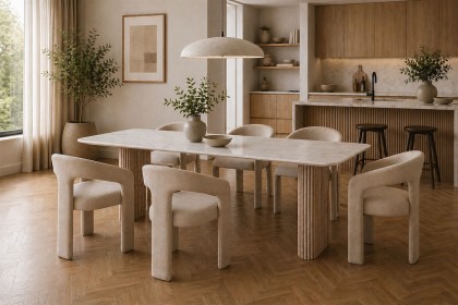 Reed Mango Wood & Marble Dining Table Reed Mango Wood & Marble Dining Table