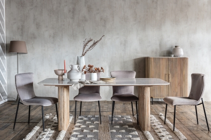 Reed Mango Wood & Marble Dining Table Reed Mango Wood & Marble Dining Table