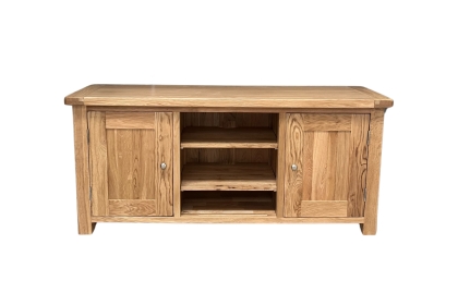 Largo Rustic Solid Oak Large TV Unit with Wood Doors Largo Rustic Solid Oak Large TV Unit with Wood Doors