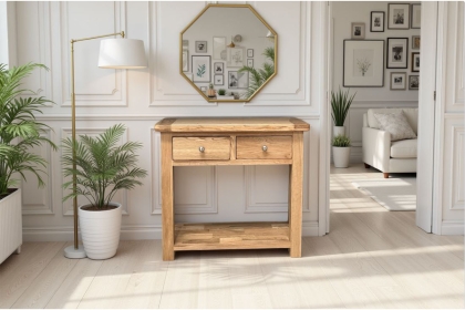 Largo Rustic Solid Oak 2 Drawer Console Table Largo Rustic Solid Oak 2 Drawer Console Table