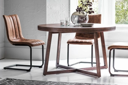 Gallery Direct Boho Retreat Round Dining Table Set & x4 Edington Chairs Gallery Direct Boho Retreat Round Dining Table Set & x4 Edington Chairs