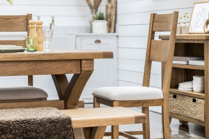 Tewkesbury Smoked Oak Upholstered Slat Back Dining Chair (Pair) Tewkesbury Smoked Oak Upholstered Slat Back Dining Chair (Pair)