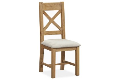 Tewkesbury Smoked Oak Upholstered Cross X Back Dining Chair (Pair) Tewkesbury Smoked Oak Upholstered Cross X Back Dining Chair (Pair)