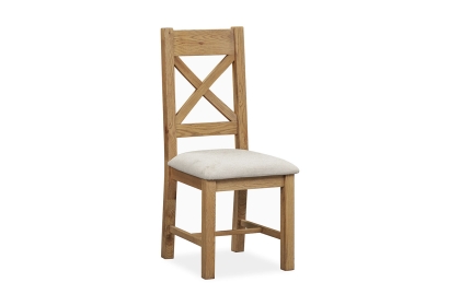 Tewkesbury Smoked Oak Upholstered Cross X Back Dining Chair (Pair) Tewkesbury Smoked Oak Upholstered Cross X Back Dining Chair (Pair)