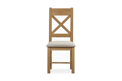 Tewkesbury Smoked Oak Upholstered Cross X Back Dining Chair (Pair) Tewkesbury Smoked Oak Upholstered Cross X Back Dining Chair (Pair)