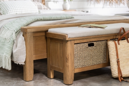 Tewkesbury Smoked Oak Upholstered Hall Bench Tewkesbury Smoked Oak Upholstered Hall Bench