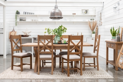 Tewkesbury Smoked Oak Cross-Leg 200-250cm Ext Dining Table Set with x6 Cross Back Chairs Tewkesbury Smoked Oak Cross-Leg 200-250cm Ext Dining Table Set with x6 Cross Back Chairs