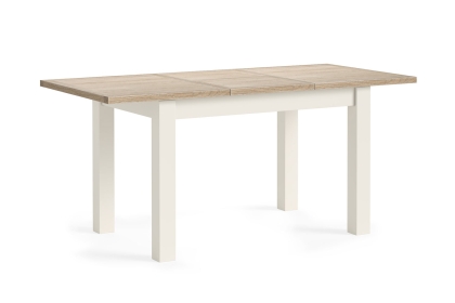 Modern Country Painted Oak Coconut White Ext Dining Table Set with 4 Chairs & Bench Modern Country Painted Oak Coconut White Ext Dining Table Set with 4 Chairs & Bench