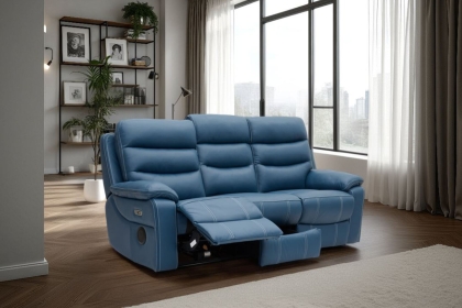 Halo Tech Leather 3 Seater Power Head Tilt Recliner Sofa Halo Tech Leather 3 Seater Power Head Tilt Recliner Sofa