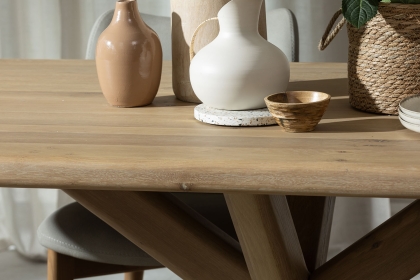 Flynn Natural Oak 240cm Dining Table Set Inc 220cm Bench & 4 Noah Chairs Flynn Natural Oak 240cm Dining Table Set Inc 220cm Bench & 4 Noah Chairs