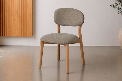 Leo Curved Back Fabric Dining Chair in Grey (Pair) Leo Curved Back Fabric Dining Chair in Grey (Pair)