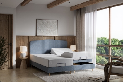 TEMPUR Form Spring Adjustable Bed with Geomatric Box Headboard TEMPUR Form Spring Adjustable Bed with Geomatric Box Headboard