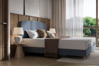 TEMPUR Form Spring Static Bed with Geometric Box Headboard TEMPUR Form Spring Static Bed with Geometric Box Headboard