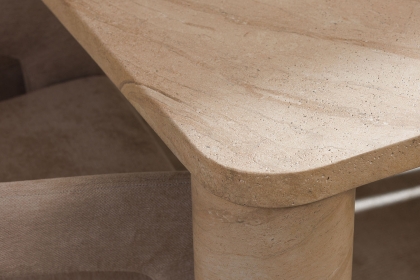 Ida Travertine Stone 150cm Dining Table Set with 4 Grace Chairs Ida Travertine Stone 150cm Dining Table Set with 4 Grace Chairs