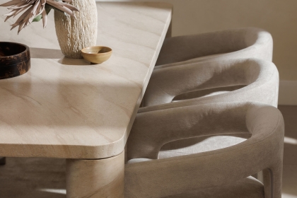 Ida Travertine Stone 200cm Dining Table Set with 6 Georgia Chairs Ida Travertine Stone 200cm Dining Table Set with 6 Georgia Chairs