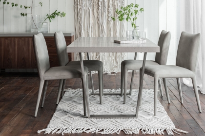 Petra Industrial 160cm Dining Table Set & 4 Lucas Misty Grey Chairs Petra Industrial 160cm Dining Table Set & 4 Lucas Misty Grey Chairs