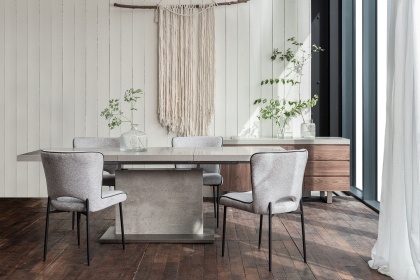 Petra Industrial Ext 160-220cm Dining Table Set & 4 Maya Light Grey Chairs Petra Industrial Ext 160-220cm Dining Table Set & 4 Maya Light Grey Chairs