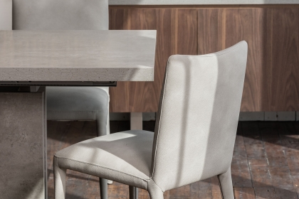 Petra Industrial Ext 160-220cm Dining Table Set & 4 Lucas Misty Grey Chairs Petra Industrial Ext 160-220cm Dining Table Set & 4 Lucas Misty Grey Chairs