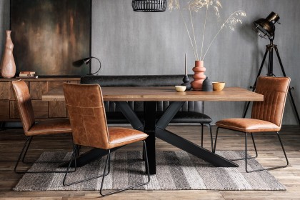 Soho Solid Oak 200cm Holburn Star Base Dining Table Set + 4 Cooper Tan Chairs + Cooper Grey Bench Soho Solid Oak 200cm Holburn Star Base Dining Table Set + 4 Cooper Tan Chairs + Cooper Grey Bench