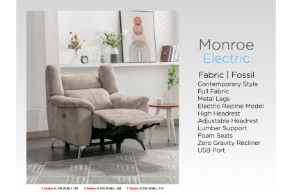 Monroe Fabric 2 Seater Recliner Sofa in Fossil Monroe Fabric 2 Seater Recliner Sofa in Fossil