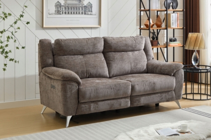 Monroe Fabric 3 Seater Recliner Sofa in Stone Monroe Fabric 3 Seater Recliner Sofa in Stone