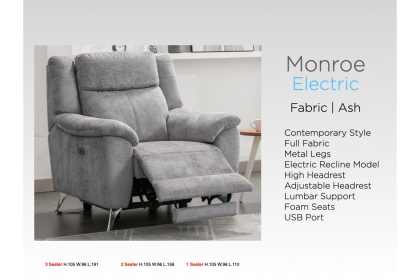 Monroe Fabric Recliner Chair in Ash Monroe Fabric Recliner Chair in Ash