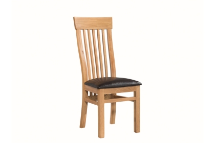 Treviso Oak Slatted Dining Chair with Brown PU Seat Treviso Oak Slatted Dining Chair with Brown PU Seat
