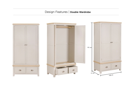 Windermere Painted Oyster Grey Oak Double Wardrobe Windermere Painted Oyster Grey Oak Double Wardrobe