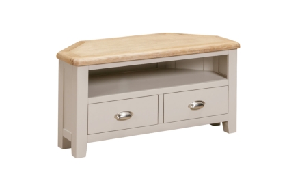 Windermere Painted Oyster Grey Oak Corner TV Unit Windermere Painted Oyster Grey Oak Corner TV Unit