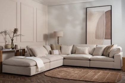 Zen Modular Natural Chenille 5 Seater Corner Sofa Zen Modular Natural Chenille 5 Seater Corner Sofa