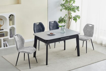Turin Sintered Stone 130-160cm Extending Dining Table Set & 4 Dark Grey Chairs Turin Sintered Stone 130-160cm Extending Dining Table Set & 4 Dark Grey Chairs