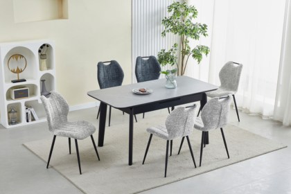Turin Sintered Stone 130-160cm Extending Dining Table Set & 4 Light Grey Chairs Turin Sintered Stone 130-160cm Extending Dining Table Set & 4 Light Grey Chairs