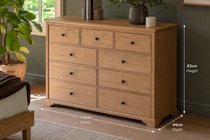 Gallery Direct Malvern Natural Oak 9 Drawer Chest of Drawers Gallery Direct Malvern Natural Oak 9 Drawer Chest of Drawers