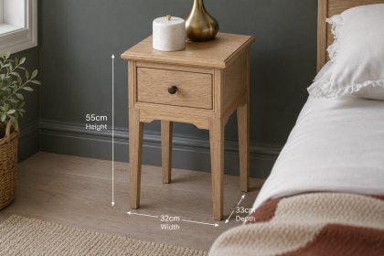 Gallery Direct Malvern Natural Oak 1 Drawer Bedside Table Gallery Direct Malvern Natural Oak 1 Drawer Bedside Table