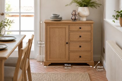 Gallery Direct Malvern Natural Oak 1 Door 4 Drawer Sideboard Gallery Direct Malvern Natural Oak 1 Door 4 Drawer Sideboard
