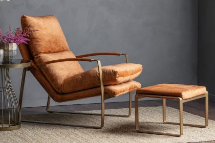 Gallery Direct Fabien Footstool in Ochre Soft Fabric Gallery Direct Fabien Footstool in Ochre Soft Fabric