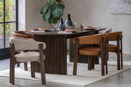 Gallery Direct Onda Walnut Dining Chair in Brown Leather Gallery Direct Onda Walnut Dining Chair in Brown Leather