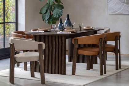 Gallery Direct Onda Walnut Dining Chair in Natural Fabric Gallery Direct Onda Walnut Dining Chair in Natural Fabric