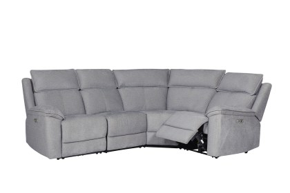 Blaine 4 Seater Electric Recliner Corner Sofa in Greige Fabric Blaine 4 Seater Electric Recliner Corner Sofa in Greige Fabric