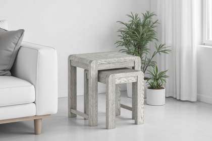 Amsterdam Washed Grey Oak Nest of Tables Amsterdam Washed Grey Oak Nest of Tables