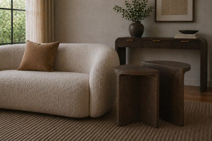 California Dark Oak Half Moon Nest of Tables California Dark Oak Half Moon Nest of Tables