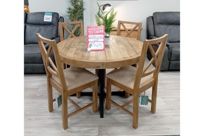 Ex-Display St Austell - Nixon Reclaimed Wood Round Dining Table + 4 Chairs Ex-Display St Austell - Nixon Reclaimed Wood Round Dining Table + 4 Chairs